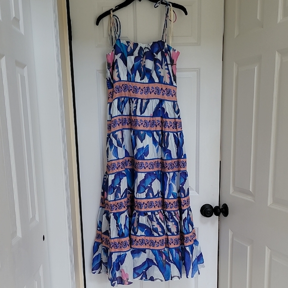 Farm Rio Foliage Printed Tiered Cotton Midi Dress - Picture 4 of 15